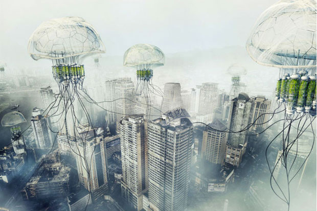 Rascacielos-medusas flotantes: Purifican el agua y el aire
