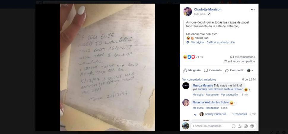 Quiso remodelar su casa y descubre misterioso mensaje de hace 20 años