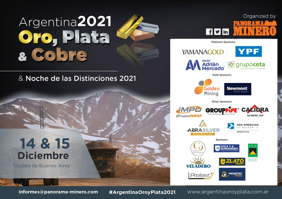 El 14 y 15 de diciembre, Panorama Minero cierra el año con “Argentina: Oro, Plata y Cobre 2021” y la Noche de las Distinciones