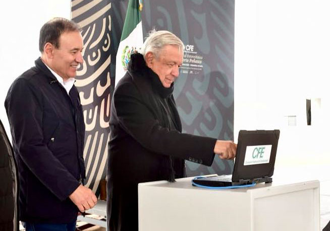 Primera Etapa Inaugura el presidente Andrés Manuel López Obrador, la Planta Solar de Puerto Peñasco, en compañía del Gobernador de Sonora, Alfonso Durazo Montaño.