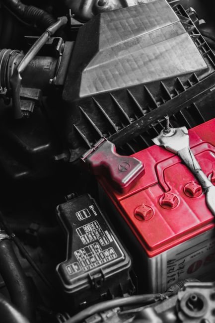 Close up of an electric excavator battery system and controls