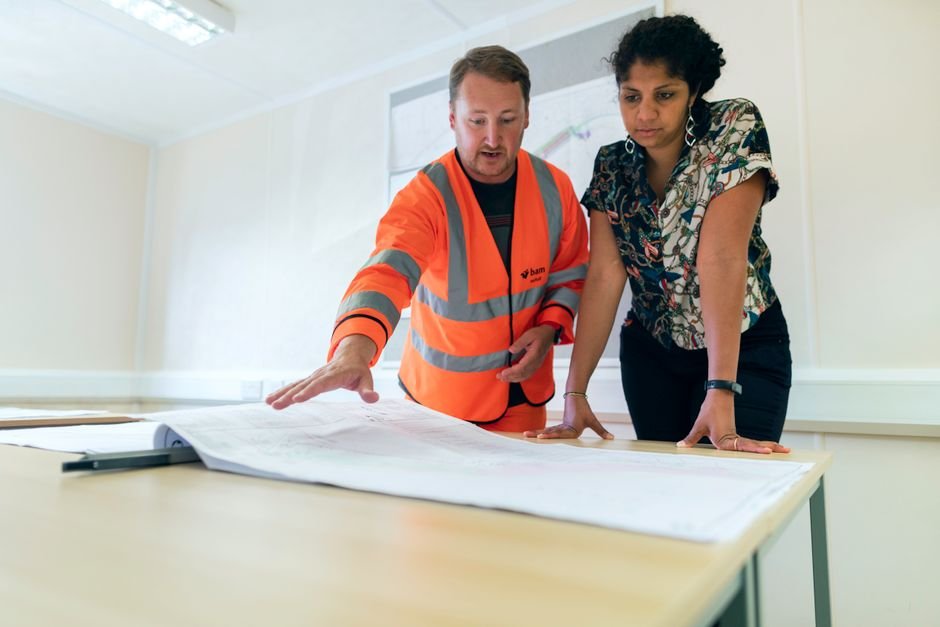 engineers discussing water treatment plant project