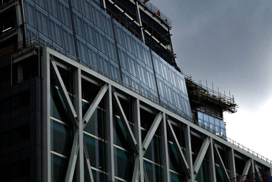 Modern sustainable building under construction