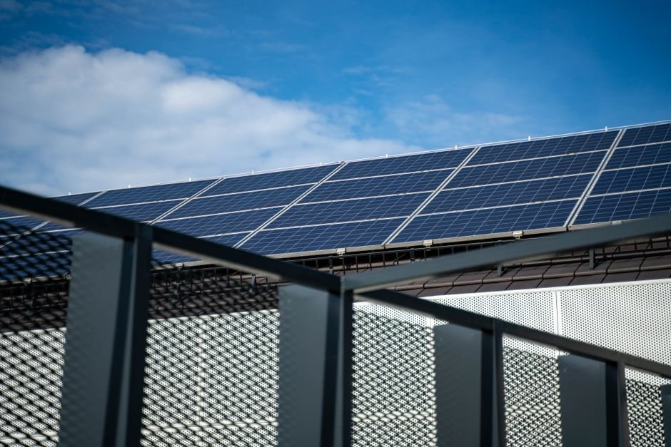 solar panels on building roof