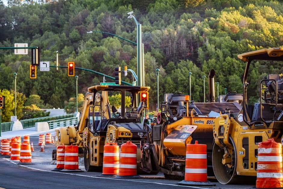 heavy machinery working on a highway construction site in Mexico