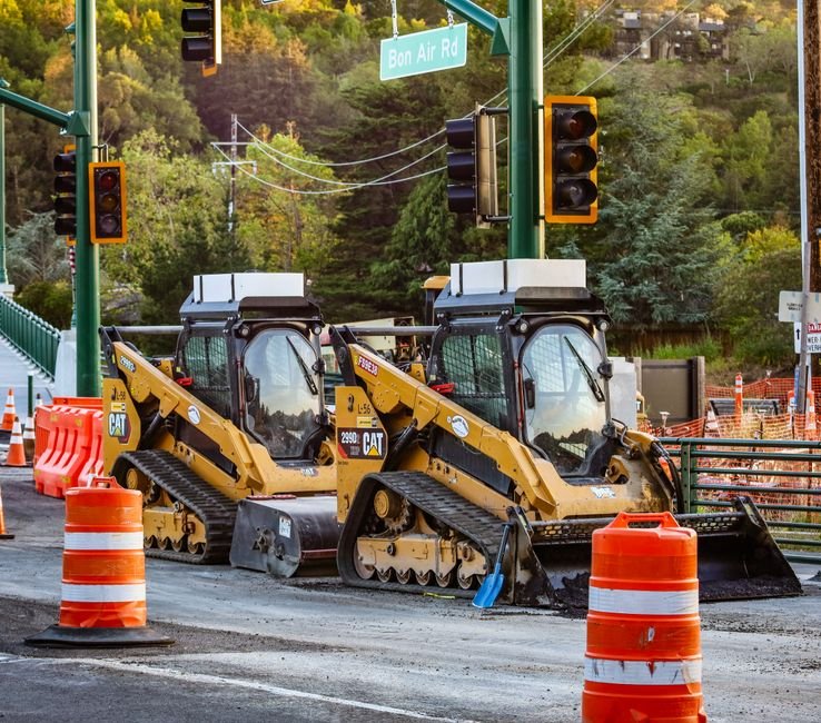 heavy machinery working on a major highway construction site in Mexico