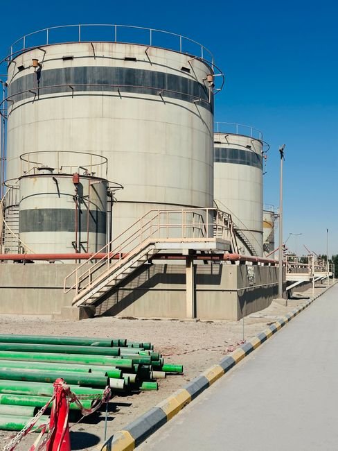 Industrial gas pipeline construction site in the desert