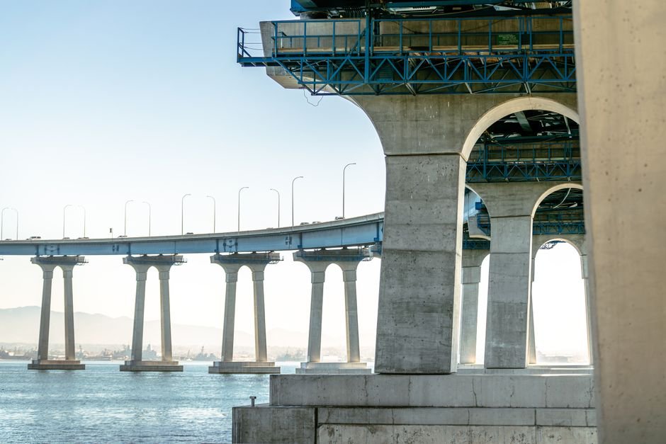 modern coastal bridge concrete construction project