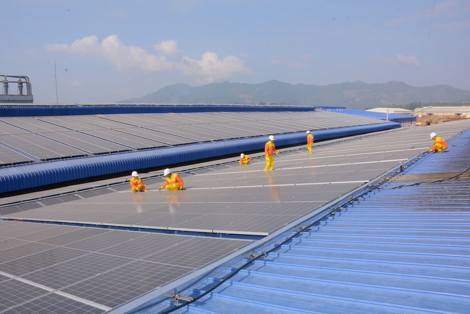 modern sustainable industrial warehouse with solar roof installation in northern mexico