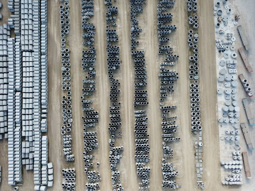 precast concrete elements manufactured in industrial plant for building construction