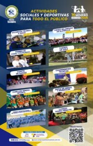 Cartel de actividades sociales y deportivas del 16 Congreso Internacional Minero Sonora 2026, del 7 al 15 de noviembre: excursión técnica a minas, torneos de slowpitch, pádel y pickleball, golf y pesca, Comité de Damas, conferencias técnicas, Pabellón Minero Infantil, Show de Gemas y Minerales y Carrera Minera Pedestre.