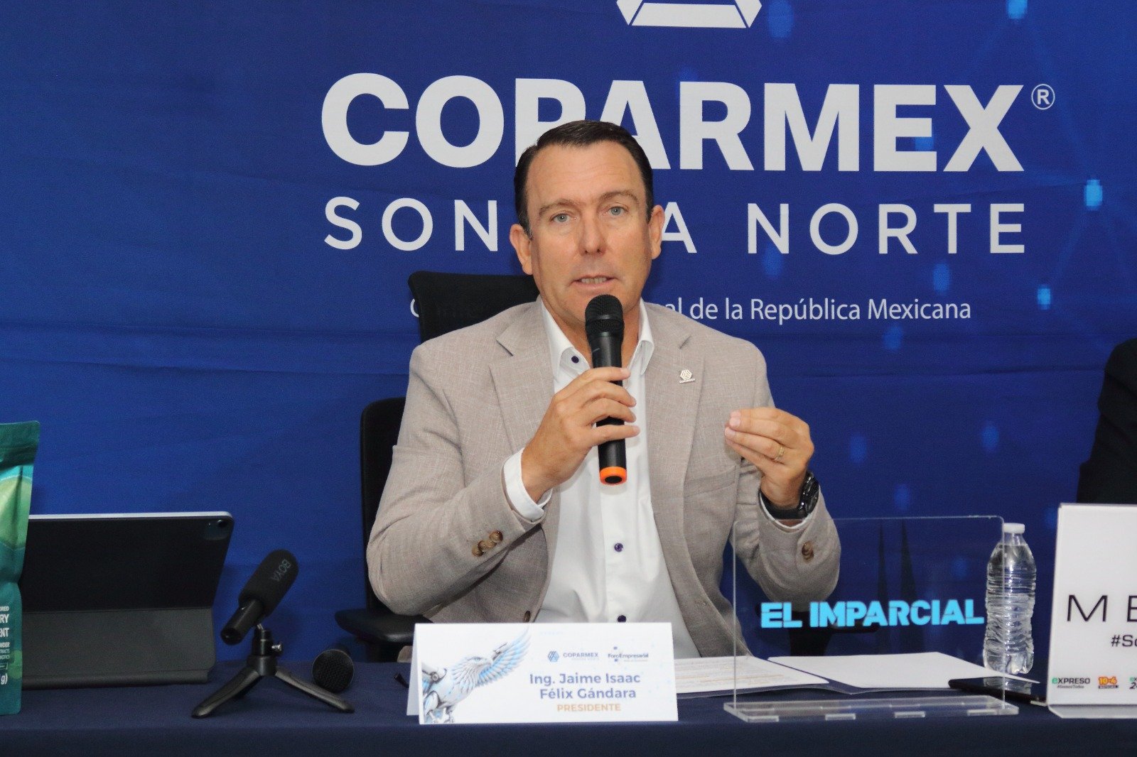 Jaime Félix Gándara, presidente de COPARMEX Sonora Norte, durante la presentación del Foro Empresarial “Ideas en Movimiento”