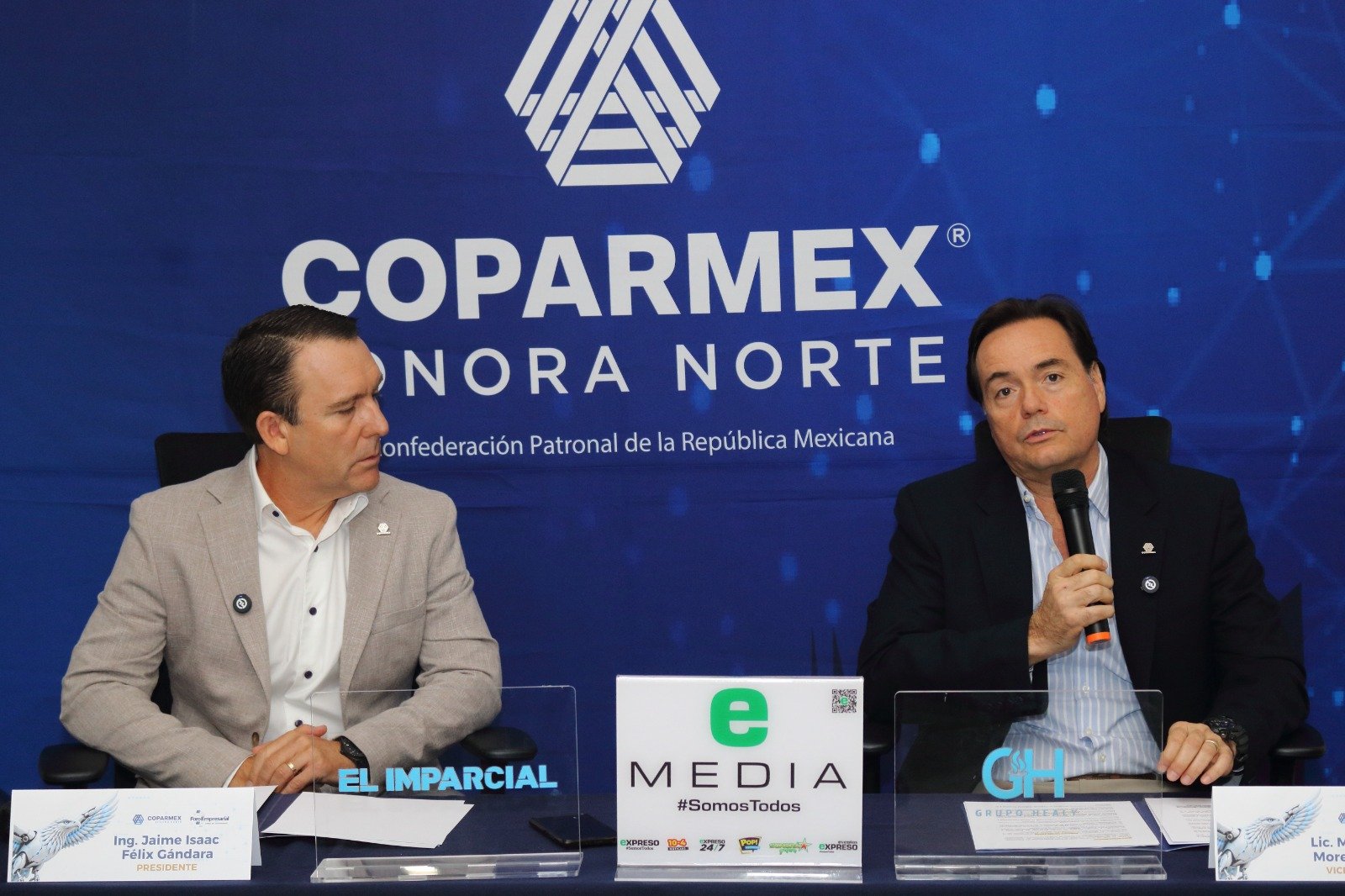 Jaime Félix Gándara y Mario Arturo Moreno Morales presentan el programa del Foro Empresarial 2026 de COPARMEX Sonora Norte