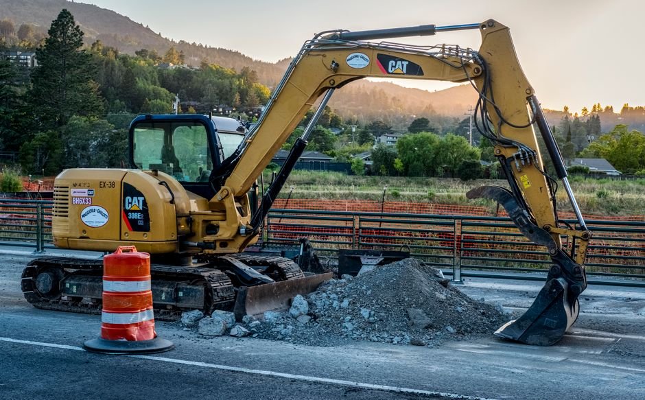 heavy machinery working on a major highway construction site in Mexico