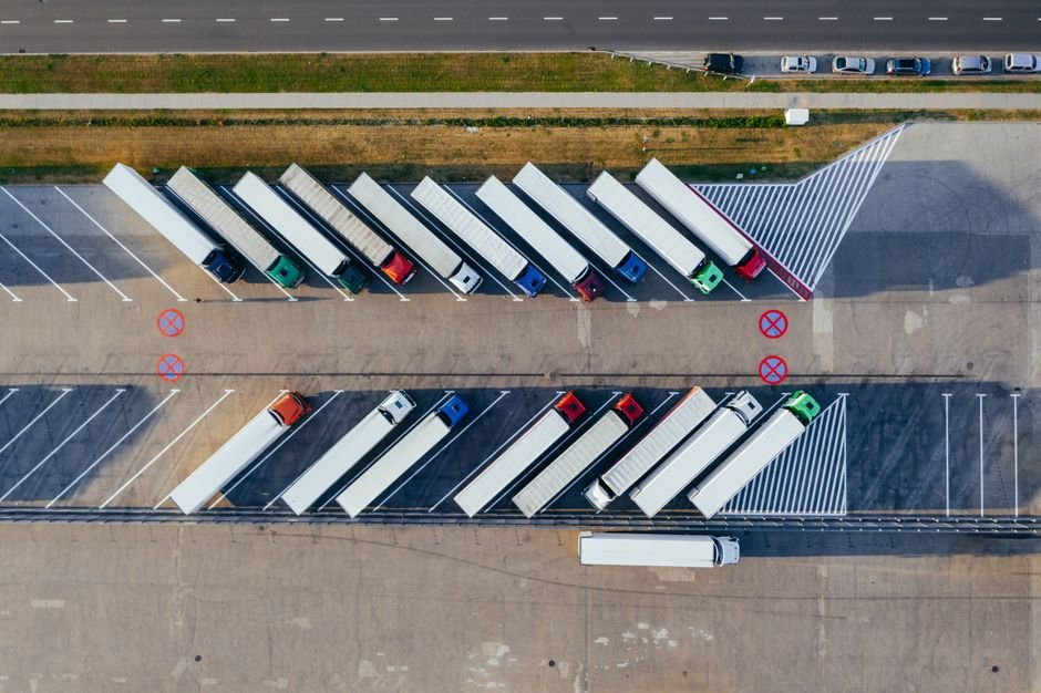 Aerial view of modern industrial park and logistics highway in northern Mexico border region
